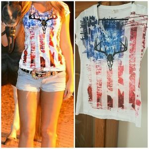 American flag skull tee