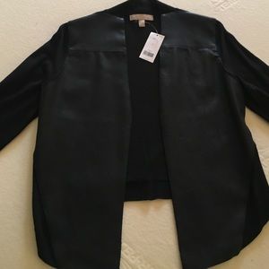 NWT Banana Republic Black Faux-Leather Cardigan