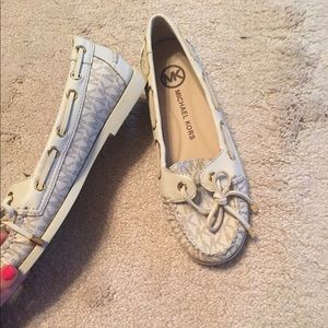 Michael Kors white boat shoes