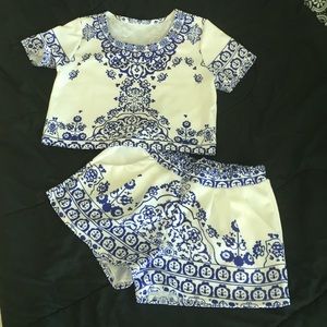 Blue and white outfit