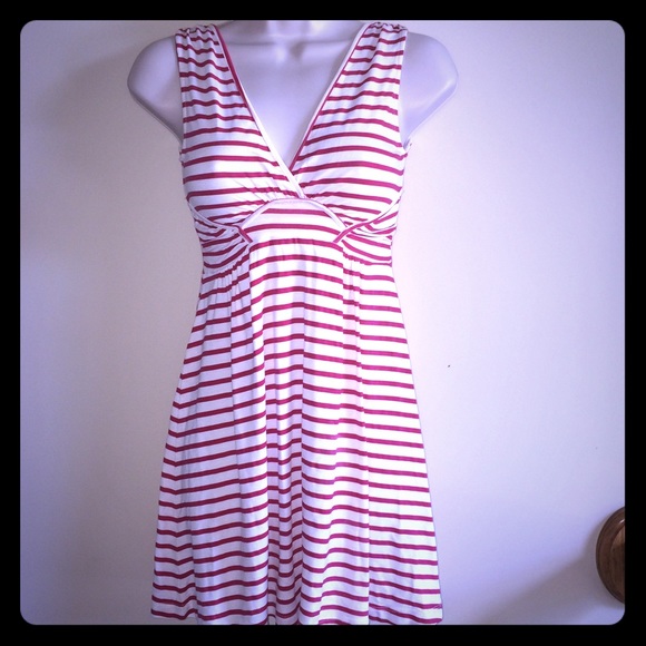 Zara small stripped white red v neck dress