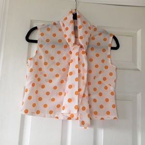 Vintage Orange Polka Dot Blouse