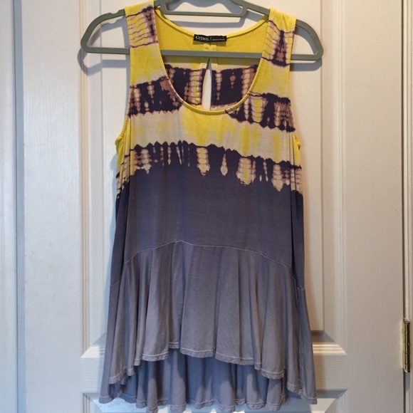 Grey and Yellow Tye Dye Tank