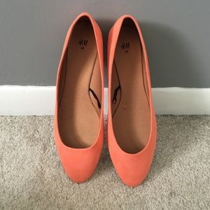 Coral/Peach suede flats