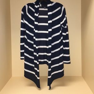 navy and white stripped cardigan