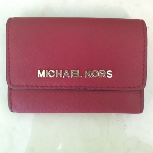 Michael Kors Small Leather Wallet in Red