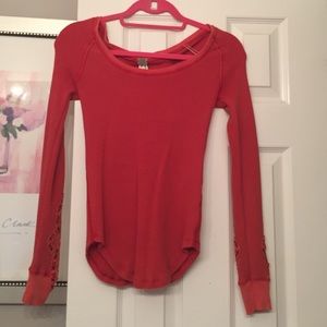 Free People burnt orange long sleeve shirt