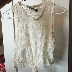 Knotted lace tank top