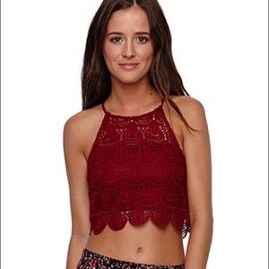 🔴 SOLD PacSun Burgundy Lace Crop Top - New with