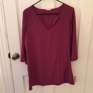 Tobi V-Neck Shift Dress with 3/4 length sleeves