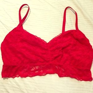 Pink red lace bralette
