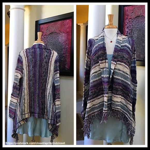 LONG TASSEL FRINGE TRIM SWING CARDIGAN BOHO CARDI - Picture 3 of 7