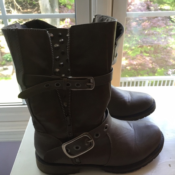 Brown combat boots