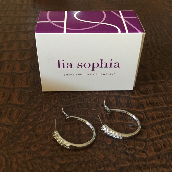 Lia Sophia Jewelry Lia Sophia Crystal Dipped Hoop Earrings Nwt