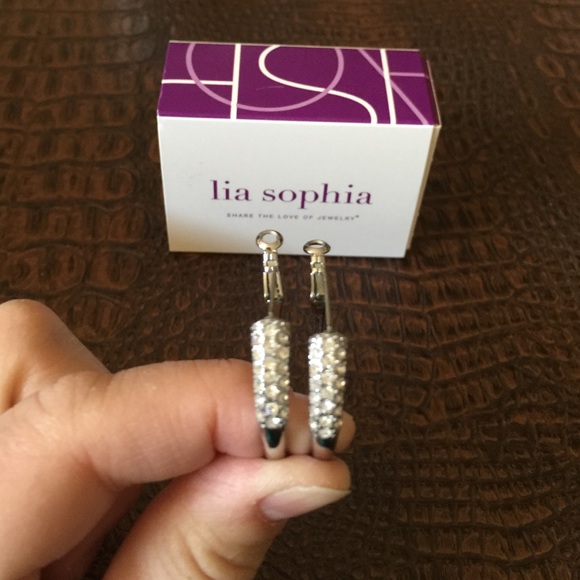 Lia Sophia Jewelry Lia Sophia Crystal Dipped Hoop Earrings Nwt