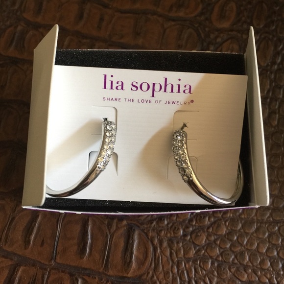 Lia Sophia Jewelry Lia Sophia Crystal Dipped Hoop Earrings Nwt