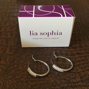 Lia Sophia Crystal Dipped Hoop Earrings NWT