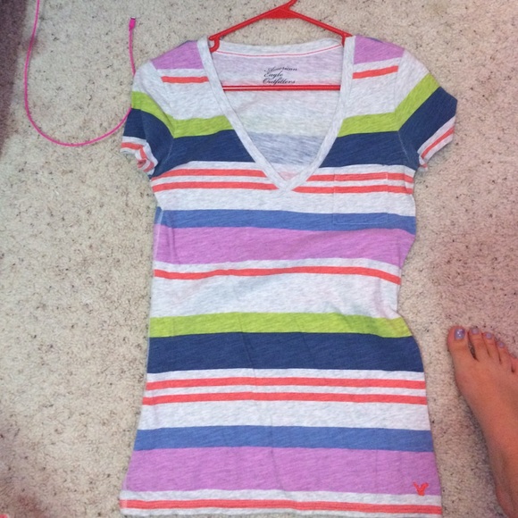 American Eagle striped v-neck tees - Picture 2 of 4