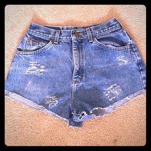 High waisted jean shorts