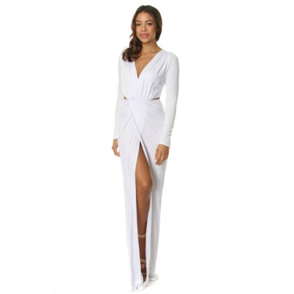 Ladies Front Slit Twist Side Cut Out Maxi Dress