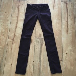 j brand pencil leg colored denim - burgundy