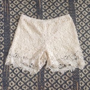 High waisted lace shorts