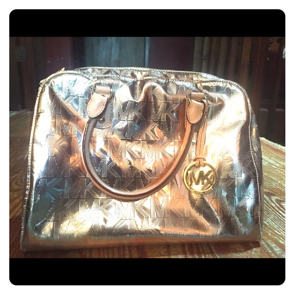 Michael Kors Rose Gold Metallic Satchel Purse