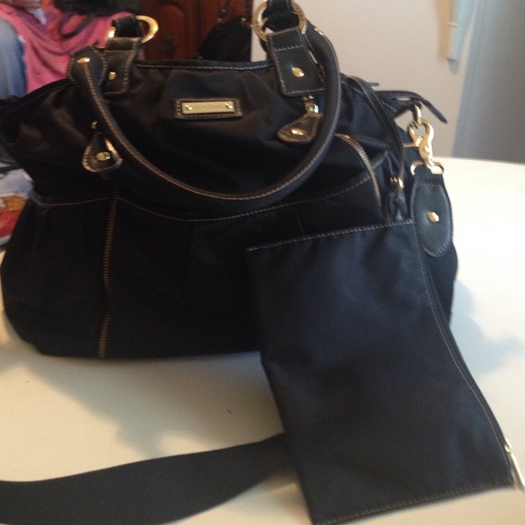 Nylon & leather diaper bag