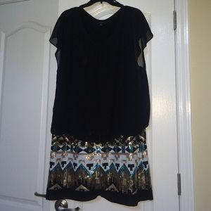 Sequin detailed black dress