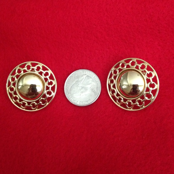 Monet Round Chain Link Clip On Earrings
