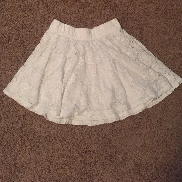Hollister white lace skirt comes down to mid thigh