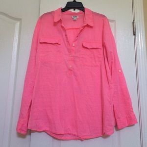 Coral linen blouse