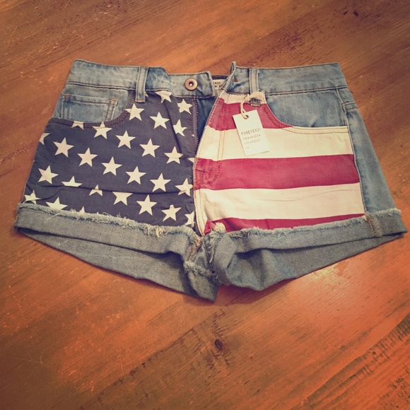 American Flag Jean Shorts