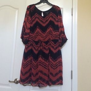 Navy and reddish coral dress
