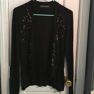 Velvet Black and Gold Studded Long Sleeve Cardigan