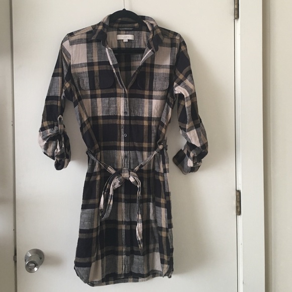 Loft plaid shirt dress