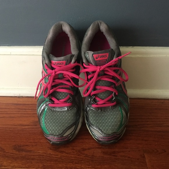 Pink and Green Asics running shoes!
