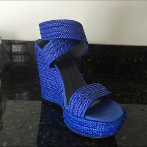 Stuart Weitzman Blue Wedge Sandal