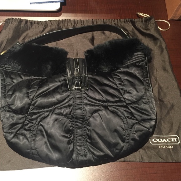 Genuine rabbit fur Coach Hobo Bag - Picture 2 of 3