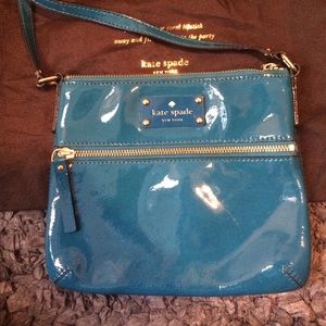 Blue patent leather Kate Spade crossbody bag