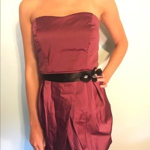 Maroon Mini Strapless dress
