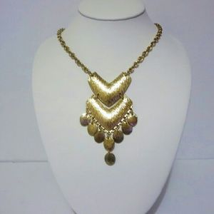 Mudd Gold Tone Chevron Disc Necklace