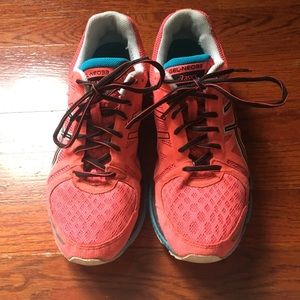 Hot pink and teal running shoes!