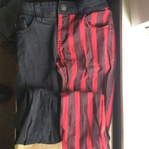 Royal Bones black and red super skinny jeans