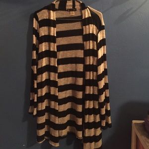 black and white striped cardigan