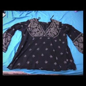 Black and Grey Peasant Blouse sz 3X
