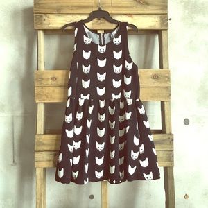 H&M cat print flare dress size L