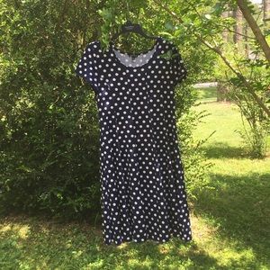 Navy White Polka Dot Twirlable Dress