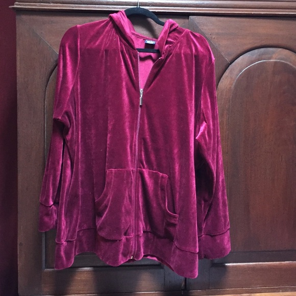 Maroon velour zip hoodie, barely worn