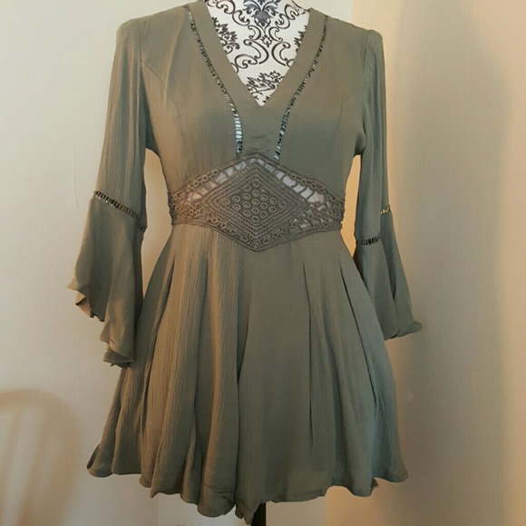 Olive Crochet Trim Romper - Picture 3 of 4